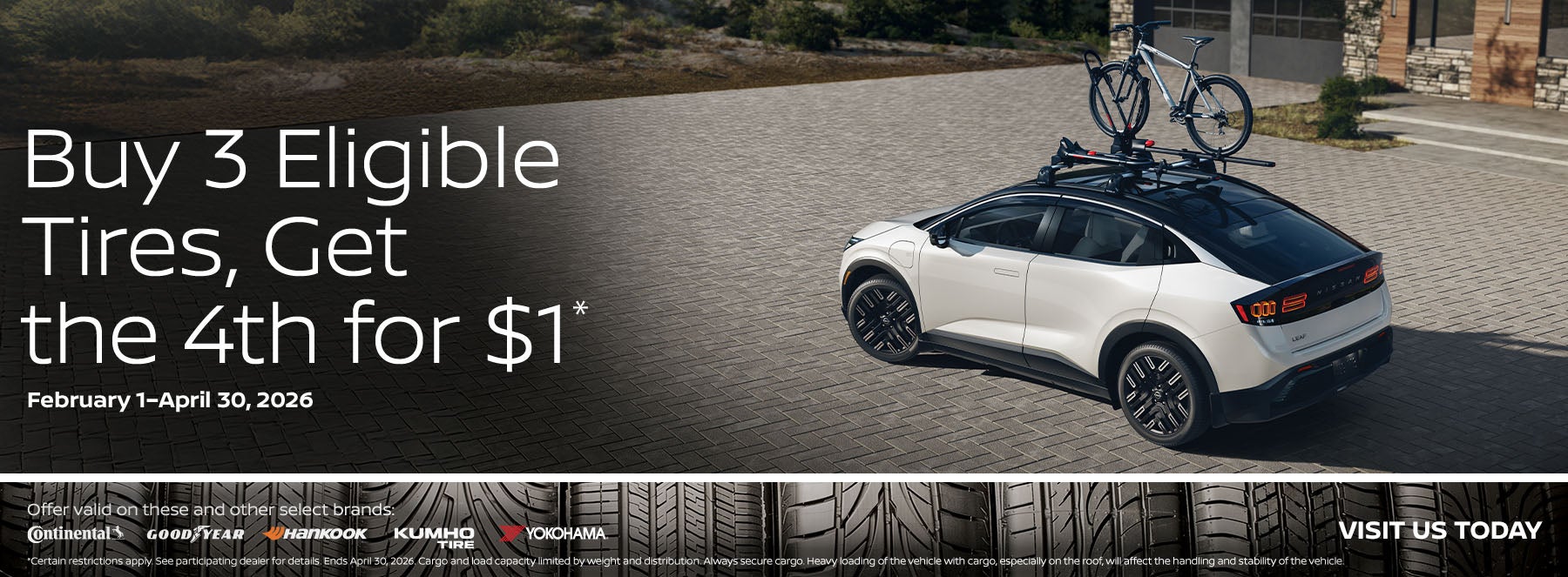 Nissan Buy 3 get 1 free tire sale Bondy's Nissan