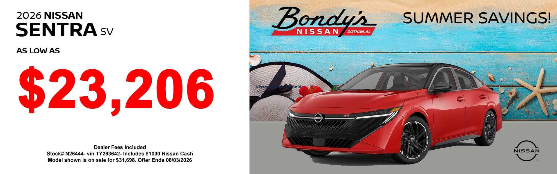 Nissan Sentra on sale Bondy's Nissan Summer Sale