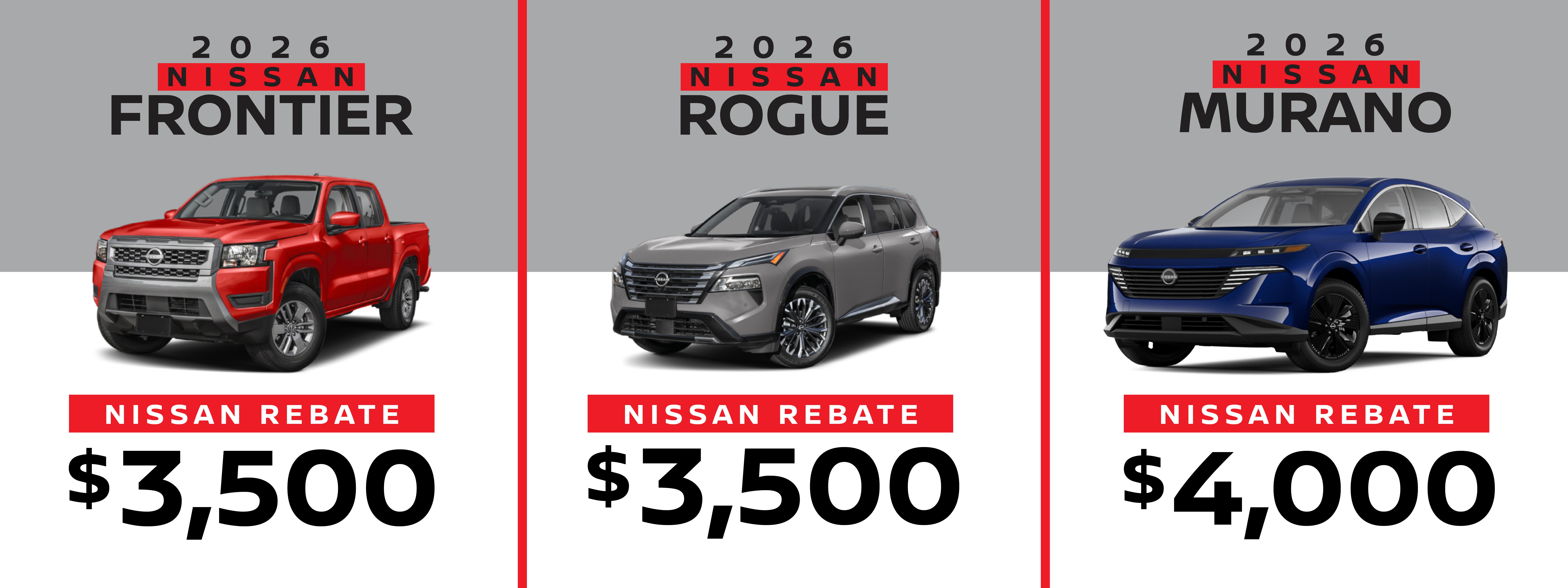 Nissan on sale, Nissan Frontier, Nissan Rogue, Nissan Murano