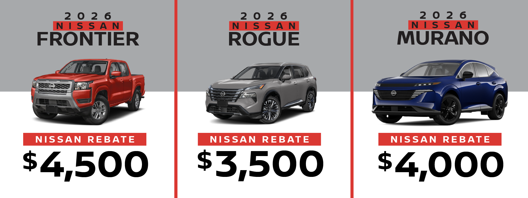 Nissan on sale, Nissan Frontier, Nissan Rogue, Nissan Murano